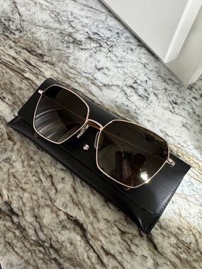 rag & bone Tortoiseshell and Gold Thin-Arm Sunglasses